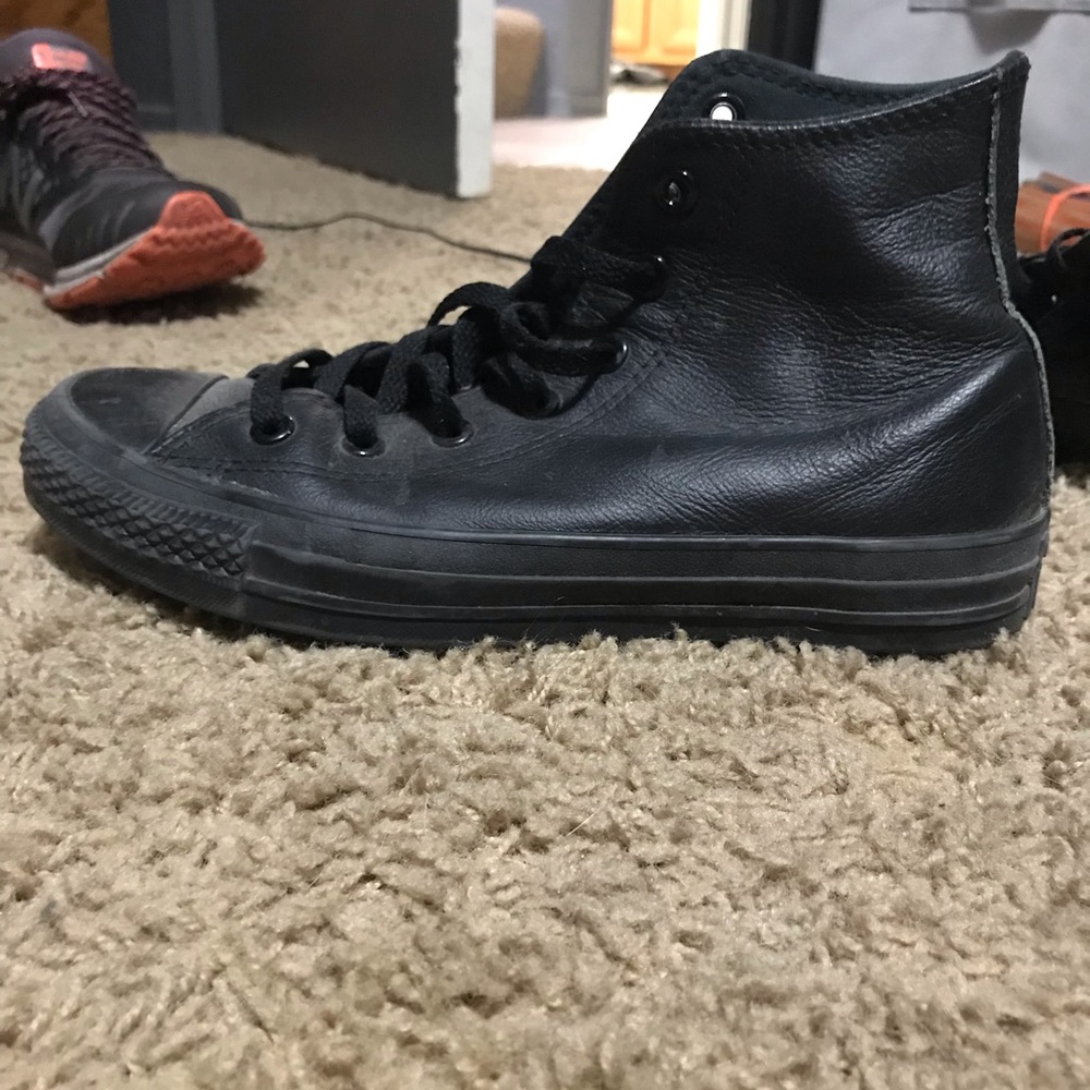 Leather high top converse